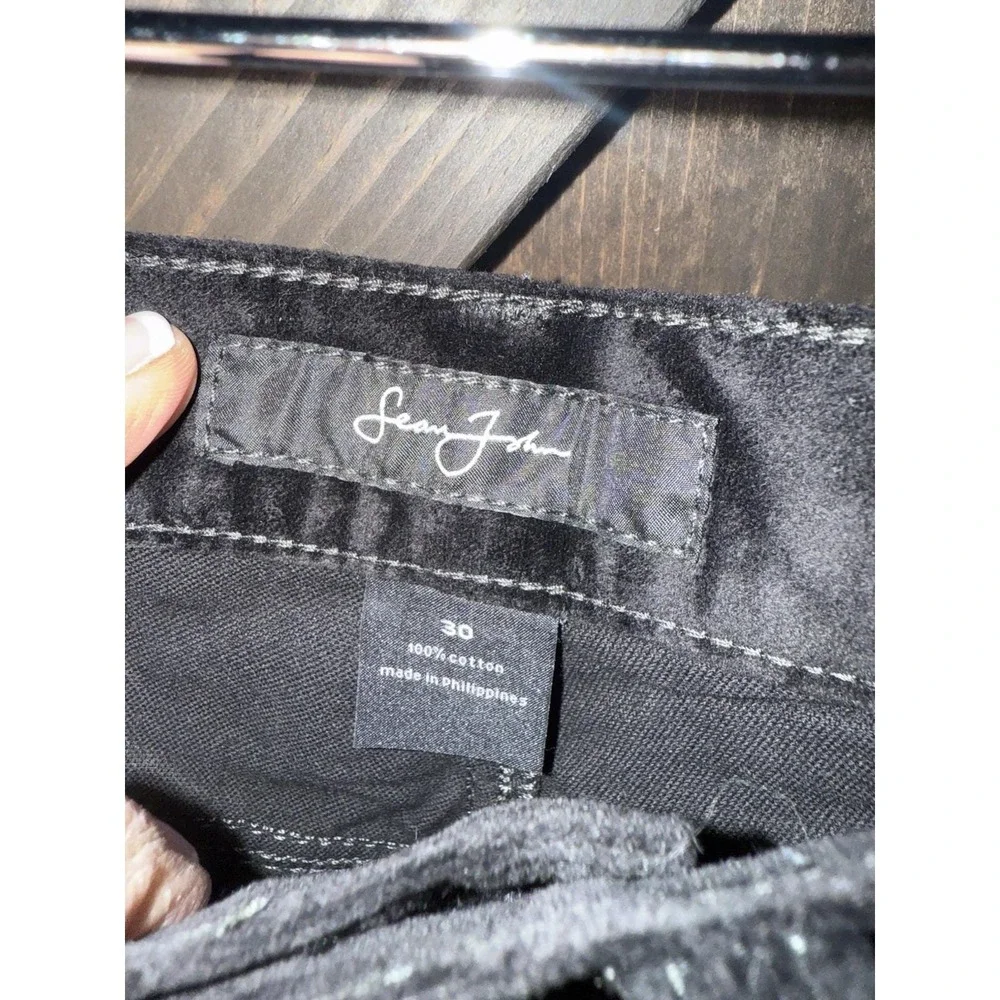 Y2K Hip Hop Sean John‎ NEW Pants Mens 30 Black Crushed Velvet Studded Pocket